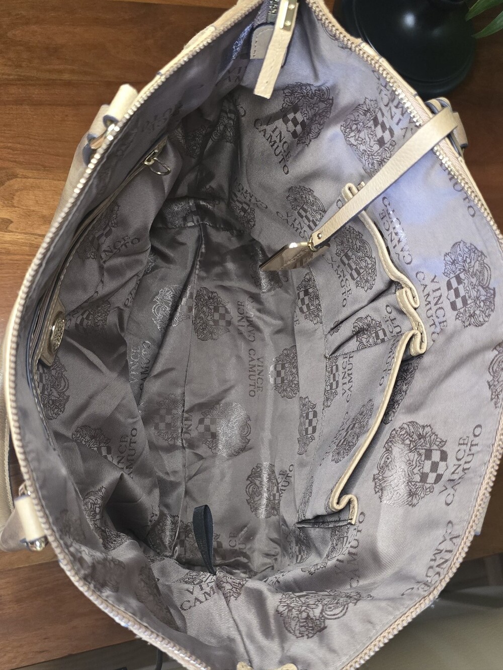 Vince Camuto Leather Suede Tan Mikey Tote Large - Picture 9 of 11